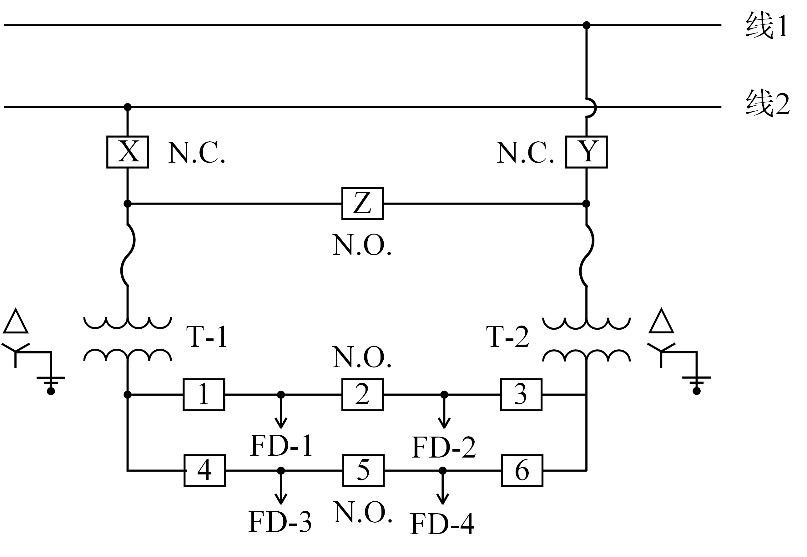 采用3/2断路器接线的两变压器变电站\label{1-3}