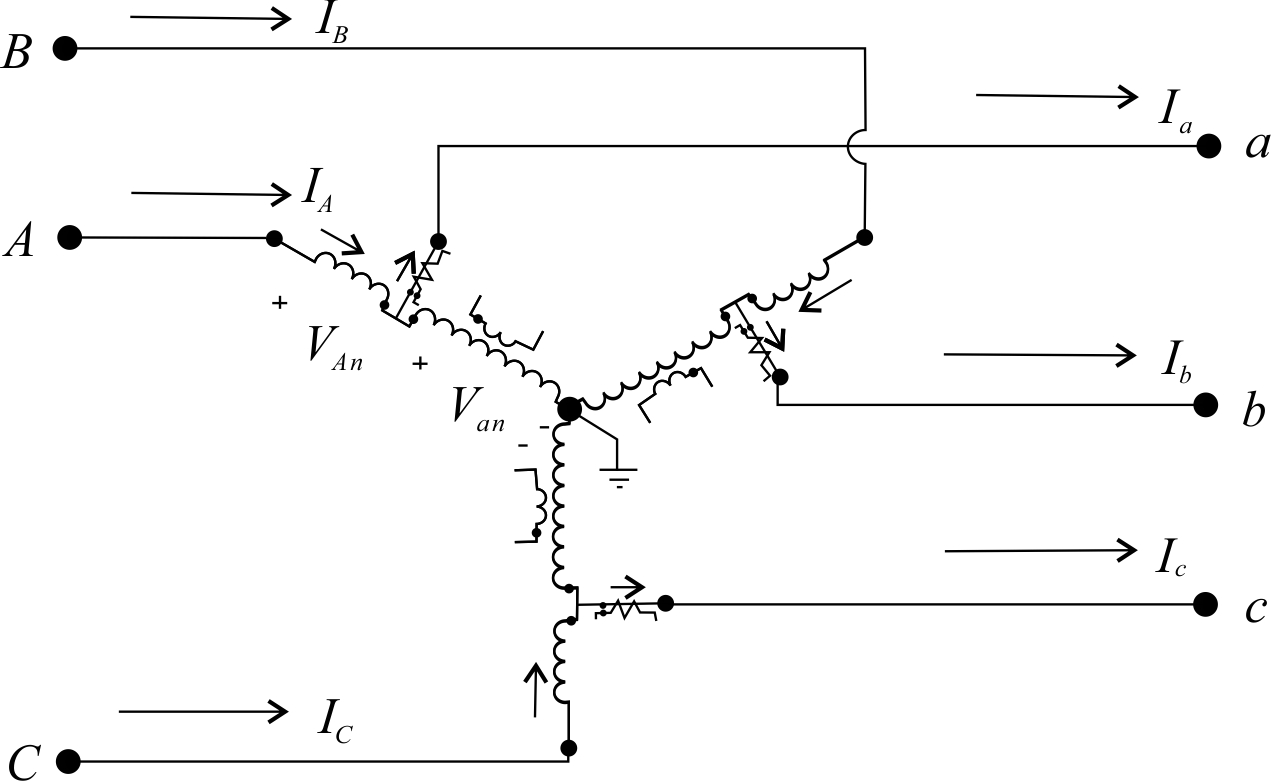 三个以星形方式连接的B型单相调节器\label{p7.12}