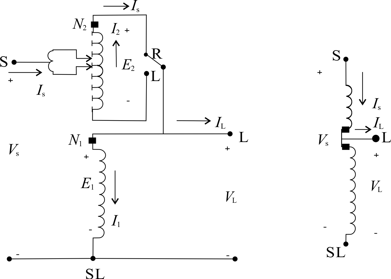 处于升压位置的B型步进电压调节器\label{p7.9}
