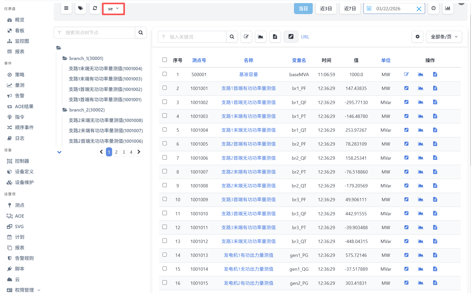 测点se数据源的状态估计结果